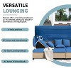 Whisen 4-Piece UV-Proof Resin Wicker Patio Sofa Set with Retractable Canopy, Cushions and Lifting Table - Blue - 2 of 4