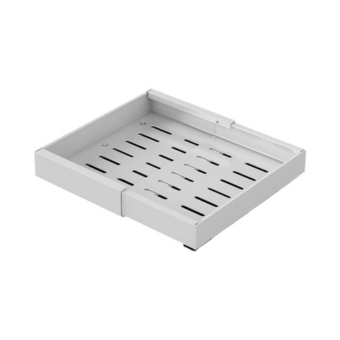 TruAIR Pull-Out Cabinet Organizer ¨C No-Drill Adhesive Install (white 43.5-68cm, Heavy-Duty Carbon Steel, 3-Slide Rails for Kitchen Storage)