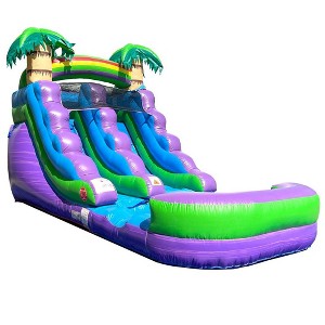 Pogo Bounce House Crossover Kids Inflatable Water Slide, Purple Marble with Blower, 12 ft - 1 of 4