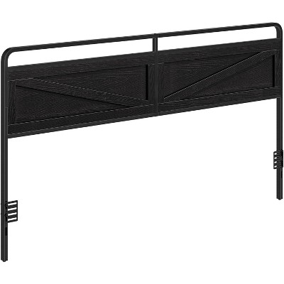 MaseiKar Wooden Panel Headboard, King Headboard, Minimalist Head Board with Metal Frame, Height Adjustable, with Bed Frame Adapter, Black