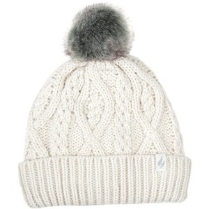 Women's Brina Solid Cable Knit Roll Up Hat with Pom-Pom - 1 of 3