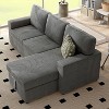 HOMES: Inside + Out Paeke Sleeper Sectional Sofa Corduroy with Storage Chaise and Reversible Dark Gray - 4 of 4