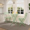 3-Piece Steel Bistro Set - 2 Weather-Resistant Folding Chairs & Table, Space-Saving for Patio/Balcony - 2 of 4