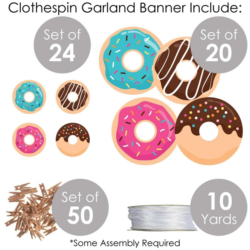 Big Dot of Happiness Donut Worry, Let's Party - Doughnut Party DIY Decorations - Clothespin Garland Banner - 44 Pieces, 5 of 8