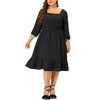 Agnes Orinda Women's Plus Size Square Neck Swiss Dots Wedding Empire Waist Ruffle Hem Chiffon Midi Dresses - 2 of 4