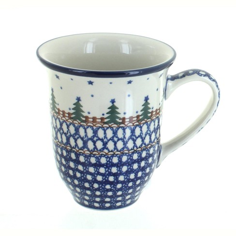 Blue Rose Polish Pottery Rustic Pines Large Coffee Mug