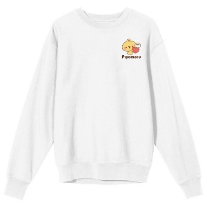 Piyomaru Heart Background Crew Neck Long Sleeve Adult White Sweatshirt - 1 of 4