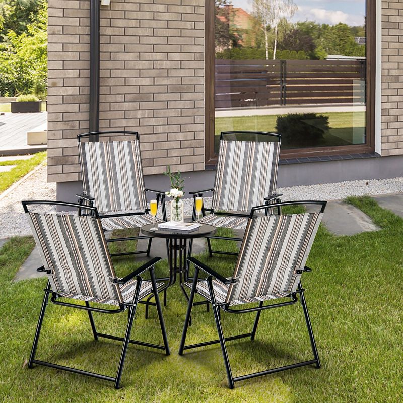 Costway 2pcs Patio Folding Sling Chairs Dining Armrest Backrest Outdoor Portable, 4 of 11