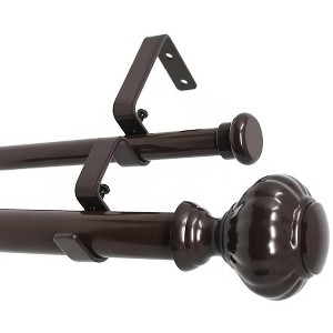 Urbanest Door Knob Flat Button 1-inch 5-8 inch Double Drapery Curtain Window Rod Set - 1 of 4