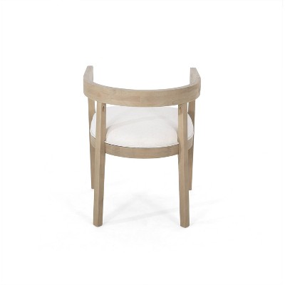 Set of 2 Beige Upholstered Wood Tub Dining Chairs