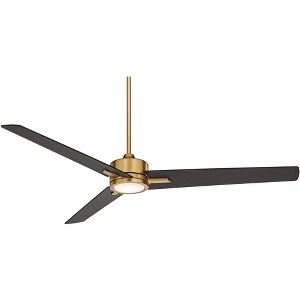 60" Casa Vieja Modern 3 Blade Indoor Ceiling Fan with Light LED Remote Soft Brass Black for House Bedroom Living Room Home Bedroom - 1 of 4