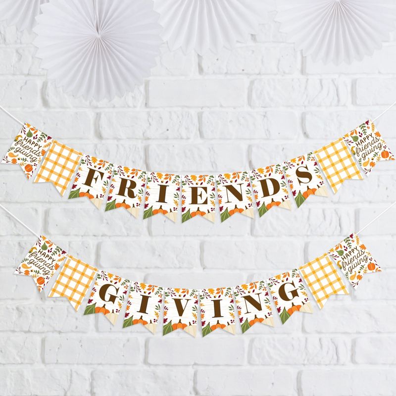 Big Dot of Happiness Fall Friends Thanksgiving - Friendsgiving Party Mini Pennant Banner, 1 of 8