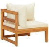 vidaXL Patio Lounge Set, 3 Piece, Solid Acacia Wood & Cream White Polyester Cushions - Includes Corner Sofa, Table & Sun Lounger - 4 of 4