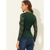 Allegra K Women's Lace V Neck Floral Embroidery Long Sleeve Sheer Blouse - 4 of 4