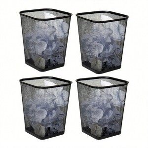 LunaLulinlk Black Metal Mesh Trash Bin Wastepaper Basket, Set of 4, Square, for Office - 1 of 4