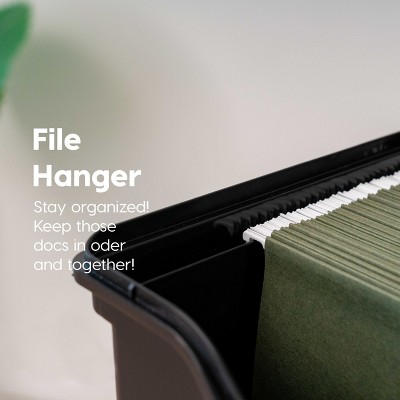 Black Portable Letter Size File Box with Organizer Lid and Handle