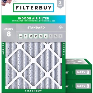 Filterbuy 14x18x4 Air Filter (3-Pack), Pleated MERV 8 Dust Defense Replacement HVAC AC Furnace Filters (Actual Size: 13.50 x 17.50 x 3.63) - 1 of 4