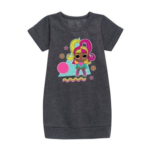- LOL Surprise! - Glow Grrrl Retro Styled Graphic Short Sleeve Fleece Dress - 1 of 3