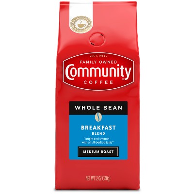 Community Coffee Breakfast Blend Medium Roast Whole Bean Coffee - 12oz