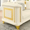 89"-Seater & 69" Loveseat Velvet Luxury Tufted Sofa Set with Embroidered Texture, Gold Stainless Steel Trims and 7 Decorative Pillows - 3 of 4