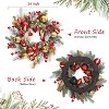 24 Inch Christmas Wreath for Front Door, Lighted Snow Flocked Indoor Outdoor Xmas Wreaths with Red Gold Balls, Gold Leaves for Fireplace Window Wall - 4 of 4