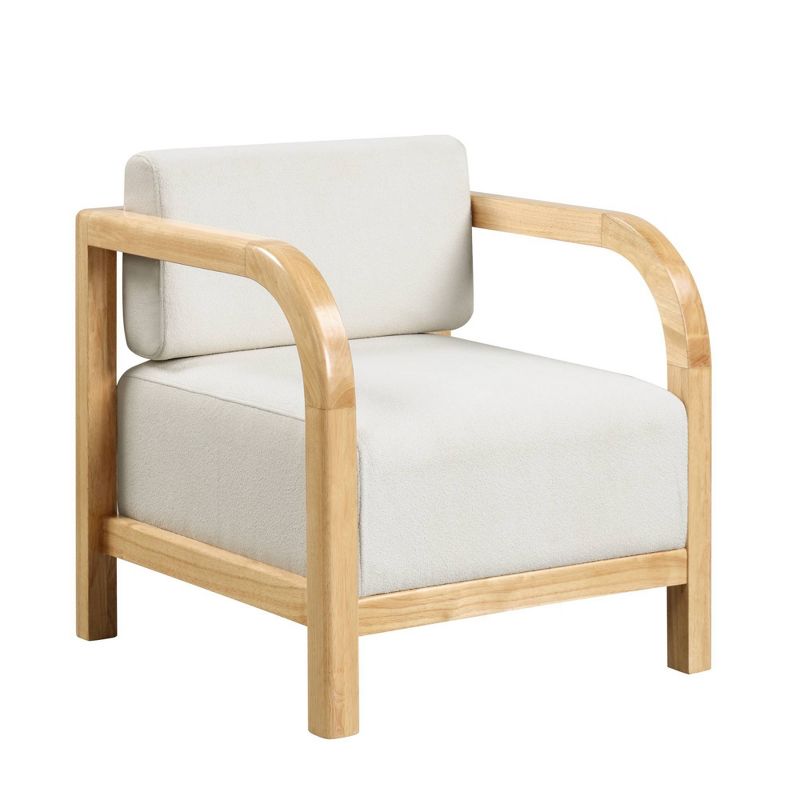 Nathan James Jayden Boucle and Hardwood Scandinavian Accent Chair Light Brown/Cream, 2 of 8