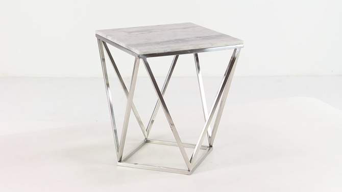 Modern Marble and Stainless Steel Accent Table Silver - Olivia &#38; May, 2 of 7, play video