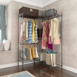 Portable 4 Rows Clothes Rack with 7 Layers Shelves Garment Rack Wardrobe Closet Rack - 1 of 2