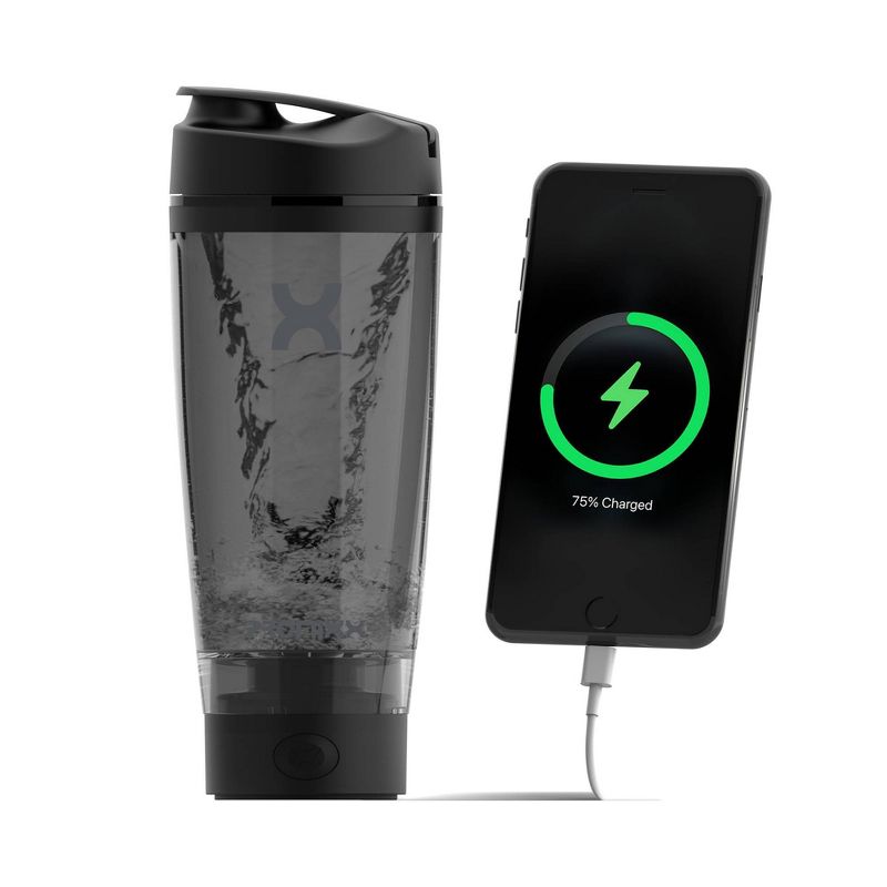 Promixx CHARGE Rechargeable USB-C Electric Shaker Bottle with Portable Battery Function - Stealth Black - 20oz, 1 of 9