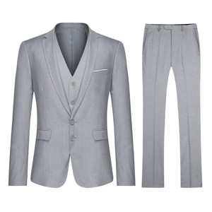 Cloudstyle Men's 3-Piece 2 Buttons Slim Fit Solid Color Jacket Smart Wedding Formal Suit - 1 of 4