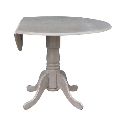 42" Washed Gray Taupe Round Wood Extendable Dining Table