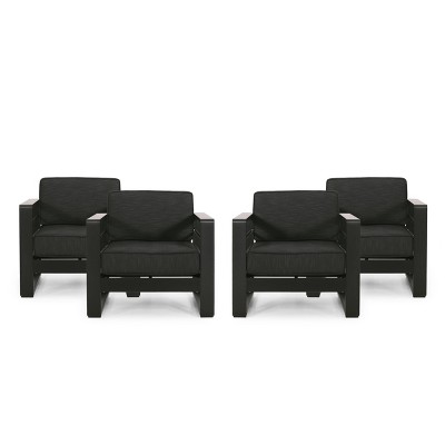Maya Bay 4pc Patio Aluminum Club Chairs - Black - Christopher Knight Home