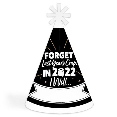 Big Dot of Happiness Rollin' in The New Year - 2022 New Year's Eve Resolution Cone Party Hat for Kids and Adults - Set of 8 (Standard Size)