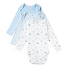 Stellou & Friends Unisex Cotton Long Sleeve Bodysuit - 3pk - 0-3 Months / Blue - 2 of 3