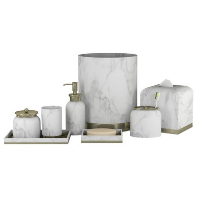 8pc Misty Bath Accessory Set for Vanity Counter Tops Silver - Nu Steel