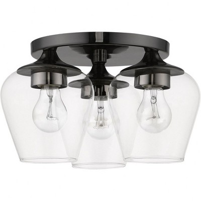 Willow 3-Light Black Chrome Flush Mount with Clear Glass Bowl