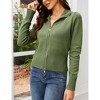Coolmee Women's Cardigans Zip Up Cable Knit Long Sleeve Lapel Collar Sweaters Warm Slim Fit Solid Cardigans with Pockets Outwear Coats M Green - 4 of 4