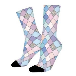 Trendy Mosaic Women Printed Crew Socks Funny Funky Socks Soft Polyester Novelty Gifts for Artists Men - 1 of 1