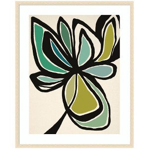 Kate and Laurel Framed Art Midnight Floral 3 by Alicia Bock, 34x42, Woodgrain Stripe Blonde - 1 of 4