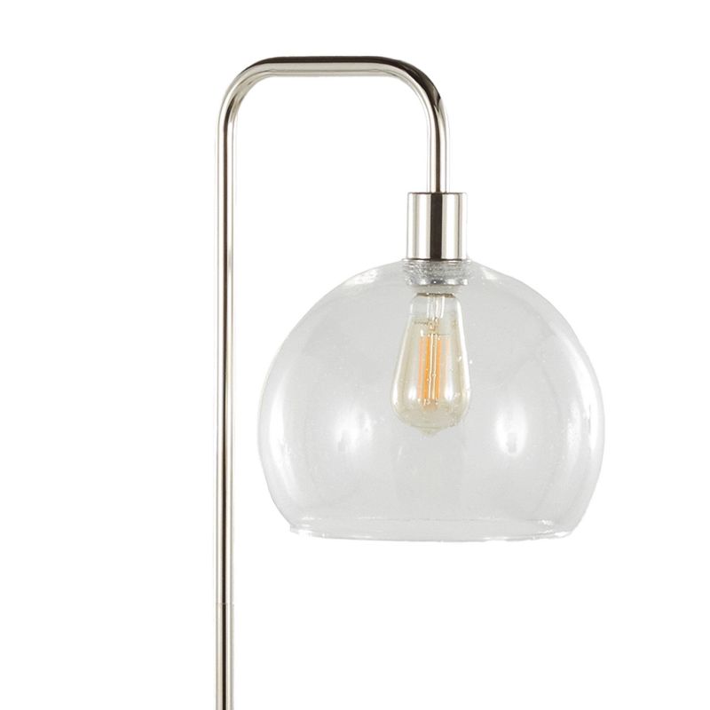 LumiSource Metro 61&#34; Contemporary Metal Floor Lamp in Polished Nickel with Clear Seeded Glass Shade from Grandview Gallery, 3 of 7