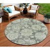 Artichoke Green And Olive Green Floral Washable Indoor Outdoor Area Rug - 2 of 4
