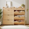 Modern Shoe Cabinet with 3 Flip Drawers & 2 Small Drawers & Hook, Slim Fluted Shoe Storage Organizer, Narrow Entryway Cabinet - 4 of 4