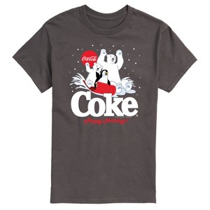Men's - Coca Cola - Happy Holidays Sledding Short Sleeve Graphic T-Shirt - 1 of 4
