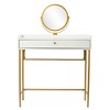 FONTOI 31"W Derald Vanity Table with Mirror Spacious Drawer and Gold-framed Swivel Mirror for Bedroom Dressing Room, White, 31.5"*16.75"*45.25" - 4 of 4