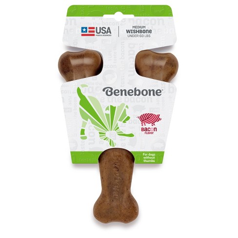 Small Benebone Puppy Wishbone Dog Chew Toy Real Bacon
