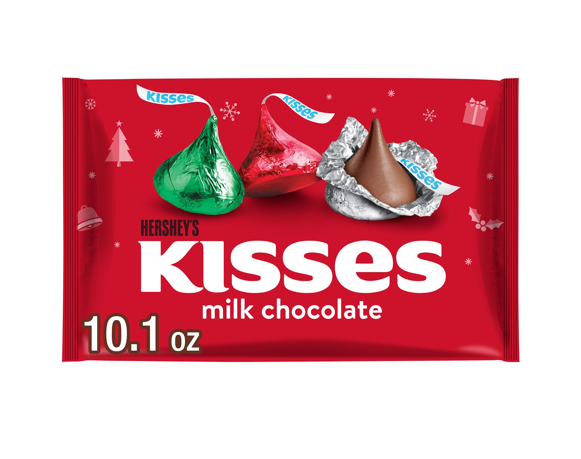 HERSHEY'S Kisses Milk Chocolate Christmas Candy Bag - 10.1oz