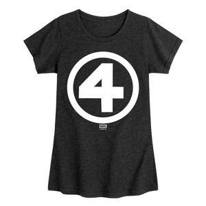 Girls' - Marvel - Fantastic Four Logo White Fitted Short Sleeve Graphic T-Shirt - 1 of 4