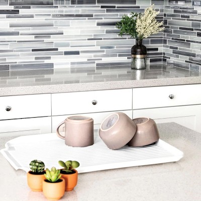 White Foldable Plastic Dish Drain Board, 15.5 inches
