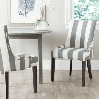 Transitional Gray Linen Parsons Side Chair with Espresso Wood Legs