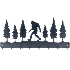 5 Star Super Deals Bigfoot Key Holder Wall-Mounted Metal Key Rack with 8 Hooks Forest Silhouette Design  Matte Black Finish, and Rustic Key Organizer - 1 of 4